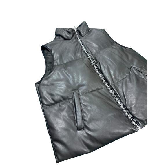 Vintage Levis Black Leather Padded Vest XL - Picture 3 of 4